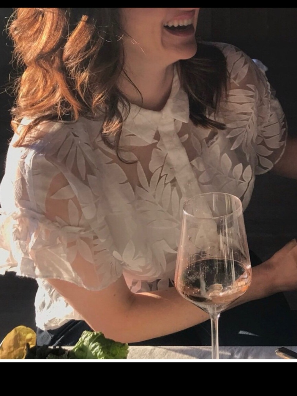 Sheer White Embroidered Short-Sleeve button collar Blouse - Picture 6 of 9